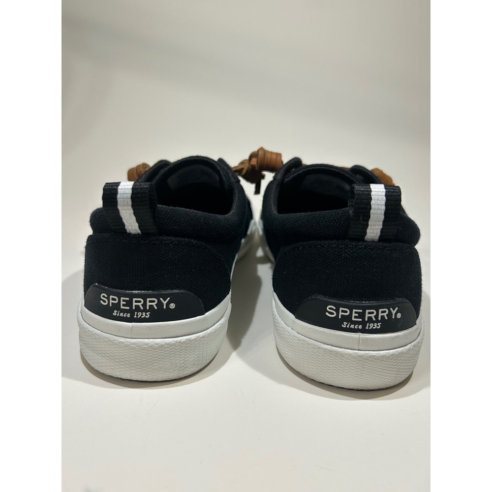 Sperry Crest Vibe Black Canvas Sneakers STS84627 Sz 7 Slip On Boat Shoe - Picture 2 of 7